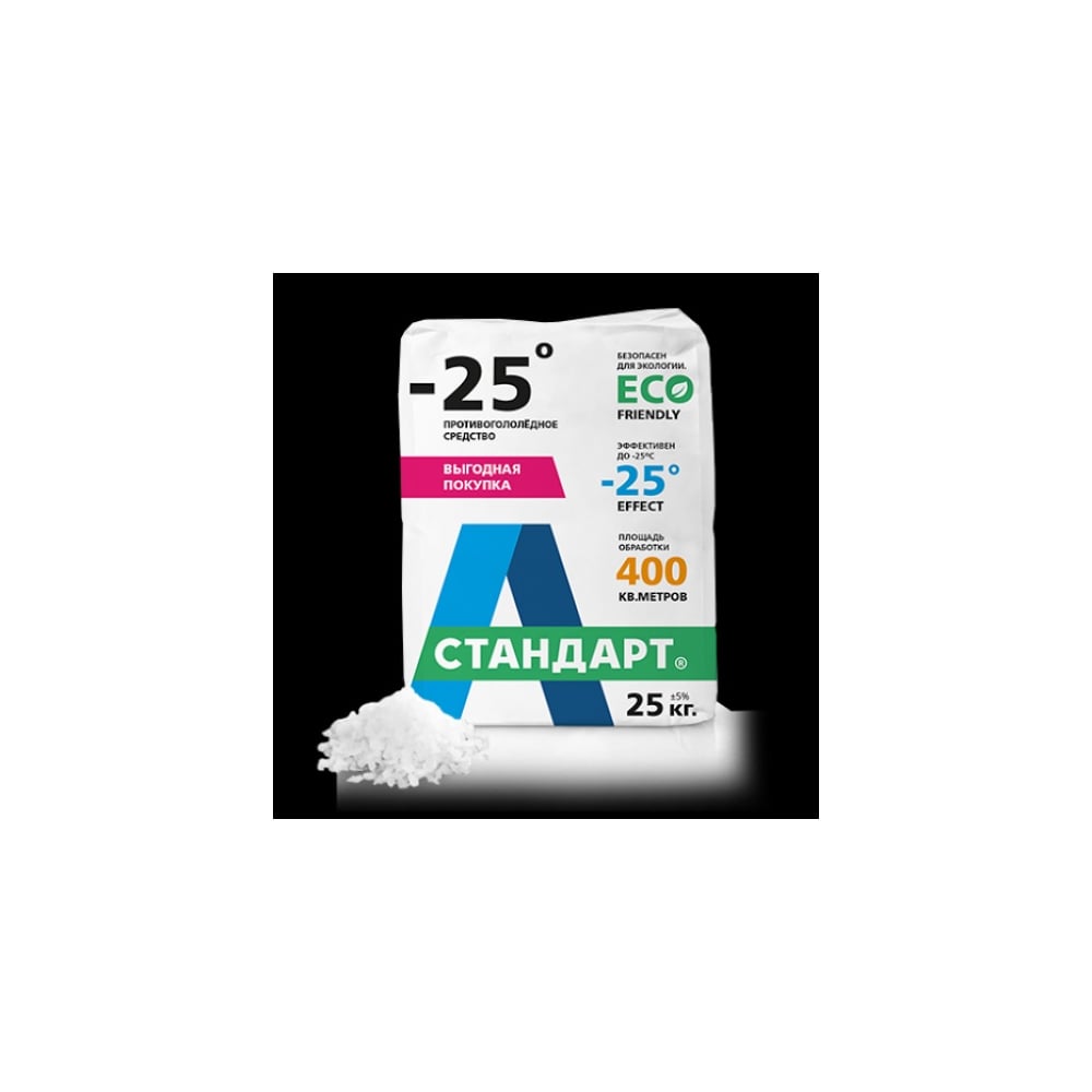 Противогололедный реагент А-СТАНДАРТ противогололедный реагент bionord green 23 кг