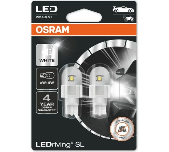 Изображение товара Автолампа Osram W16W W2.1*9.5d LED2шт 6000K 12V 921DWP-2BL