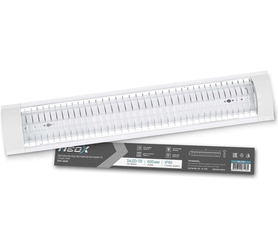Изображение товара Светильник NEOX под светодиодную лампу SPO-405R 2xLED-Т8-600 с решеткой G13 600мм IP40 4690612061184