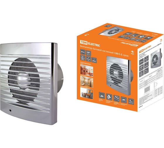 Изображение товара Бытовой настенный вентилятор TDM ELECTRIC 150 С-2, хром SQ1807-0115