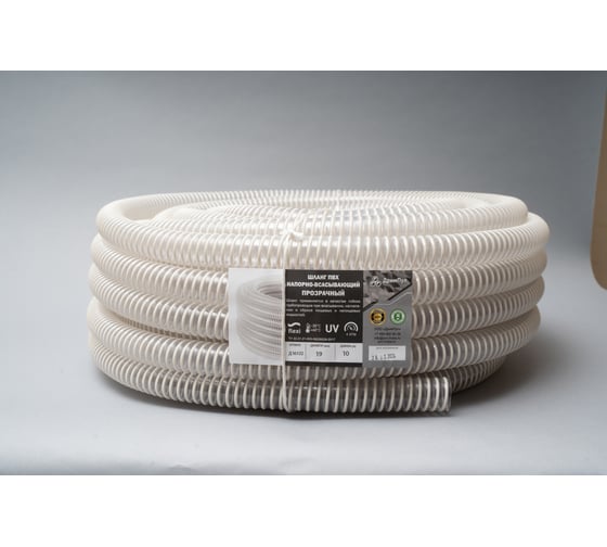 Изображение товара Шланг напорно-всасывающий ООО Дрим Пул прозрачный ПВХ д. 19 мм, 10 м, 4 атм, Д16132