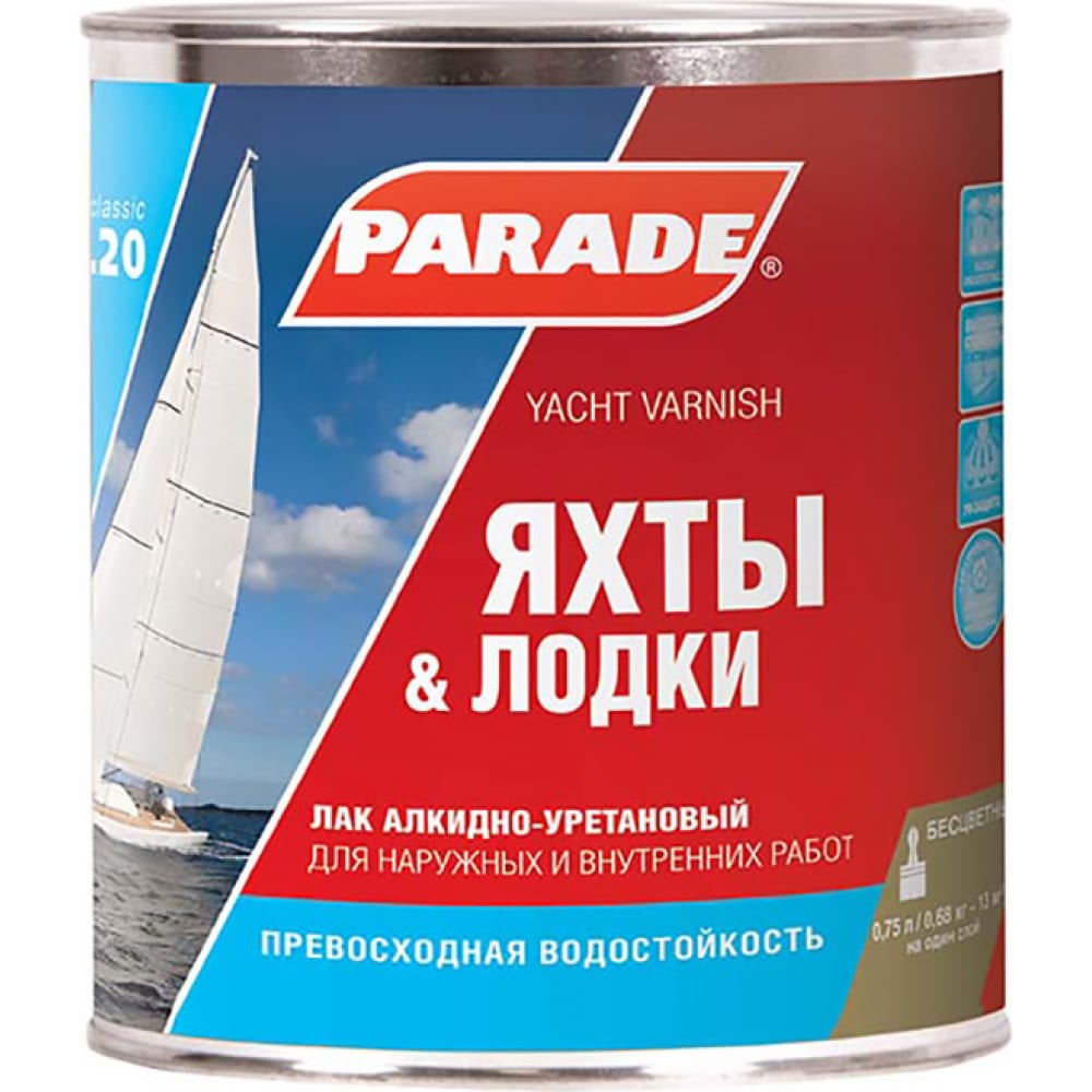 Яхтный алкидно-уретановый лак PARADE панно декоративное 50х50х6 5 см металл настенное y4 6851