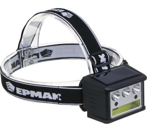 Изображение товара Фонарь налобный ЕРМАК LED COB, 5 режимов, 800мАч, Type-C, солнечная батарея, красный свет, 78x55x56 мм 221-093