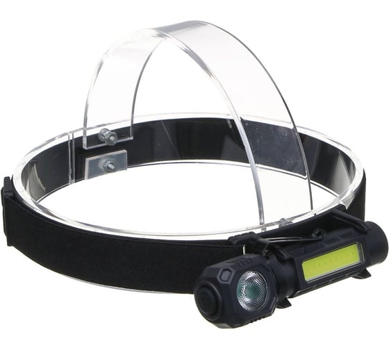 Изображение товара Фонарь налобный ЕРМАК XPG+COB, 4 режима, 500мАч, зарядка Туре-С, 103x27x25 мм, пластик 221-097