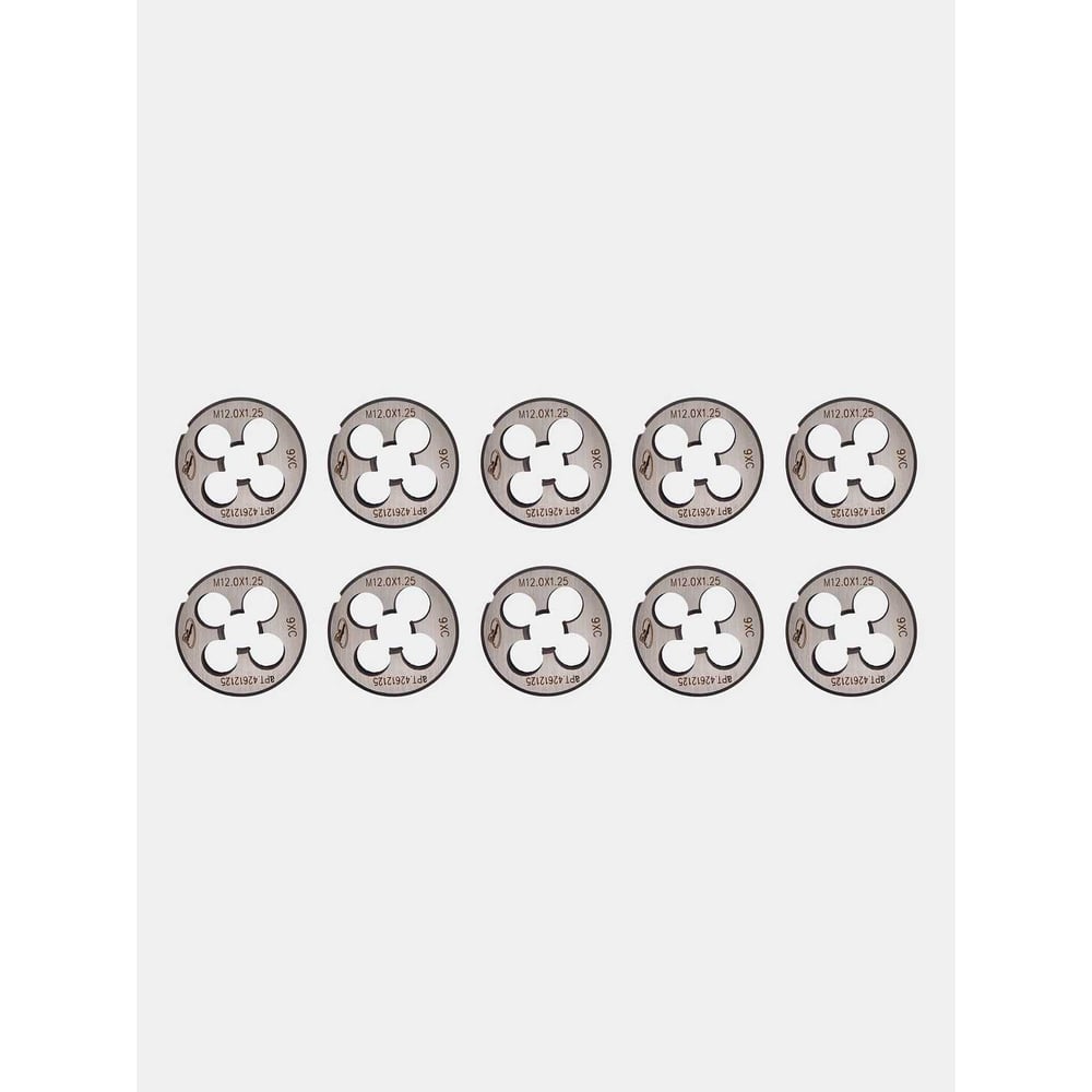 Изображение товара Упаковка РОСИНСТРУМЕНТ 10 шт, плашка М12x1,25 ГОСТ 9740-71, 9ХС 42612125UP