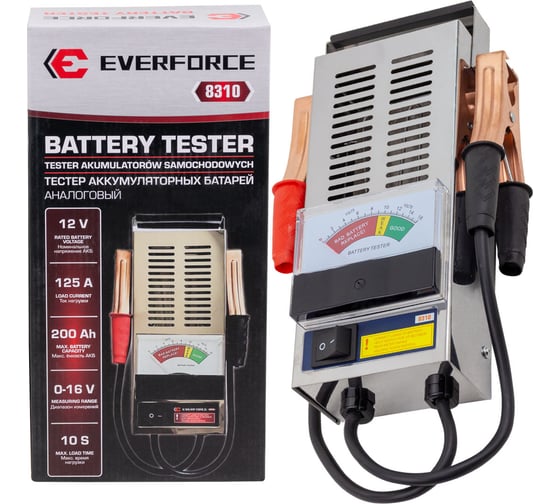 Изображение товара Тестер аккумуляторных батарей аналоговый EVERFORCE 12V, 125A, 200Ah EF-8310(65114)