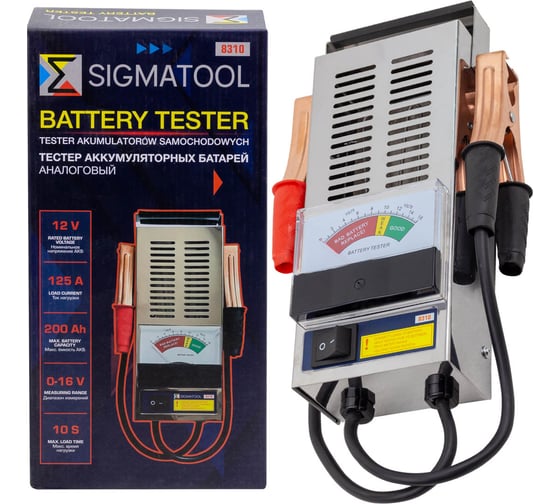 Изображение товара Тестер аккумуляторных батарей аналоговый SIGMATOOL 12V, 125A, 200Ah Sigmatool-8310(65118)