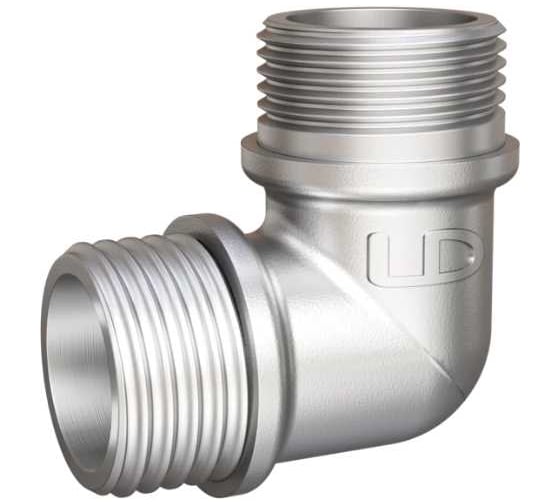 Изображение товара Угол LD Pride 90 гр, DN15, 1/2" НР/НР, латунь никель, с биркой LD.67.537.15