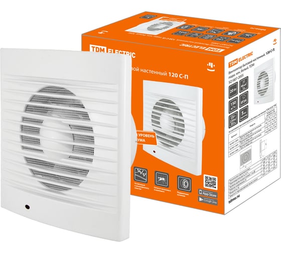 Изображение товара Бытовой настенный вентилятор TDM ELECTRIC 120 С-П, подшипник качения, белый, SQ1807-2005