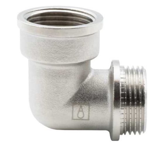 Изображение товара Угольник переходной ALATO 90, ВР-НР 1", латунь никелированная, 0108-2525