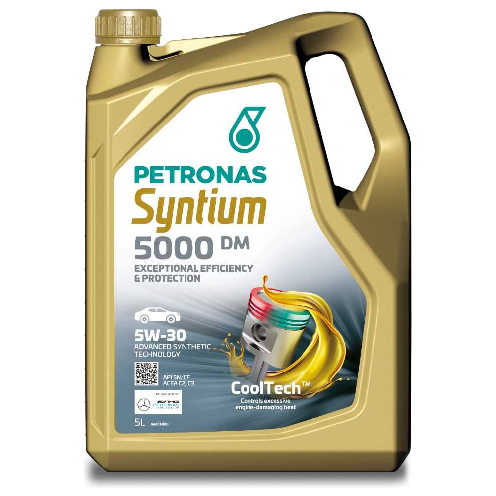 Изображение товара Моторное синтетическое масло Petronas SYNTIUM 5000 DM 5W-30, 5 л, API SN; ACEA C3/C2, MB 229.52; MB 229.51; Dexos 2; Renault RN0700, BMW Longlife-04; PSA B71 2290; VW 502 00/505 00/505 01/70957M12EU 70644M12EU