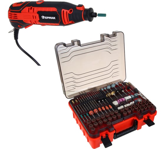 Изображение товара Гравер электрический ЕРМАК 160Вт, 8000-33000 об*мин, набор аксессуаров 289 пр. 693-024