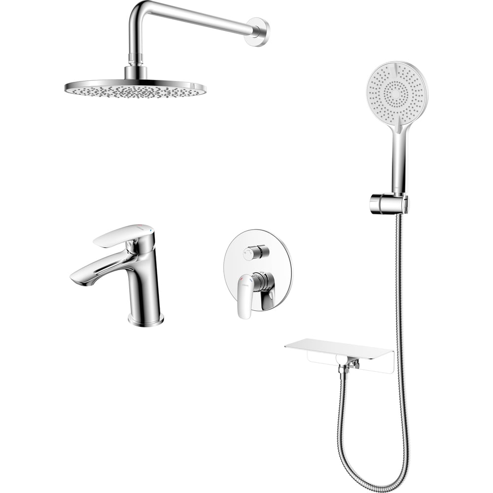 Изображение товара Комплект смесителей Milardo Rora 2 в 1 душевая система и смеситель для умывальника