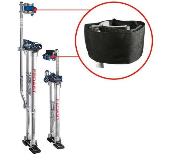 Изображение товара Строительные ходули Fedast 48-64 (122-162 см), c широкими ремнями фиксации голени, FD4864WI
