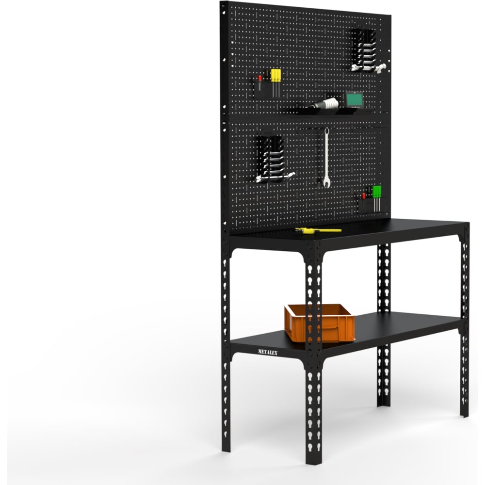 Изображение товара Стол-верстак Металекс 950x1700x500 с полкой и аксессуарами черный