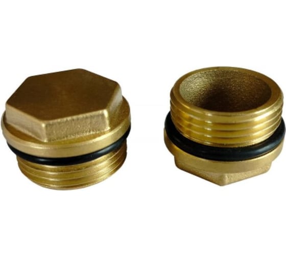 Изображение товара Заглушка коллектора латунная Апогей G3/4 наружная резьба с резиновым кольцом, 4 шт. 331004
