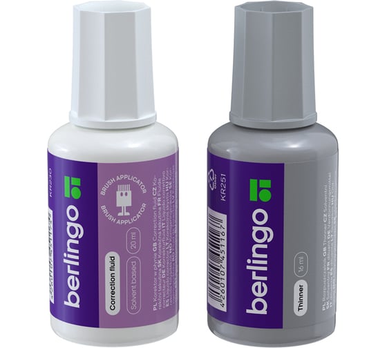 Изображение товара Корректирующая жидкость и разбавитель Berlingo 2х20 мл KR-230/251