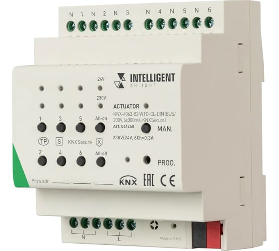 Изображение товара Актуатор INTELLIGENT ARLIGHT KNX-4063-82-WTO-CL-DIN IARL, IP20 Пластик 1шт 0 41250