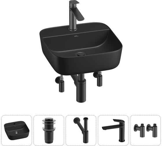 Изображение товара Набор Wellsee 5 в 1 Preen накладная раковина 40x40 см 20214313R