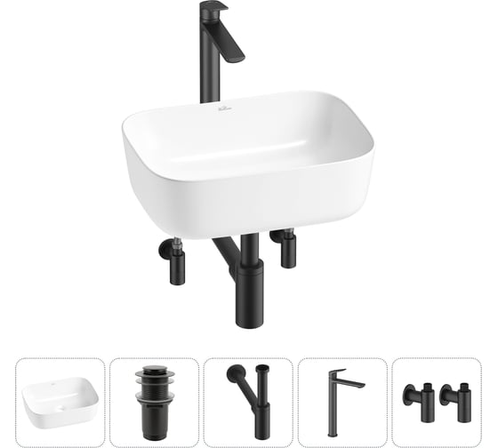 Изображение товара Набор Wellsee 5 в 1 Preen накладная раковина 40x30 см 20214216R