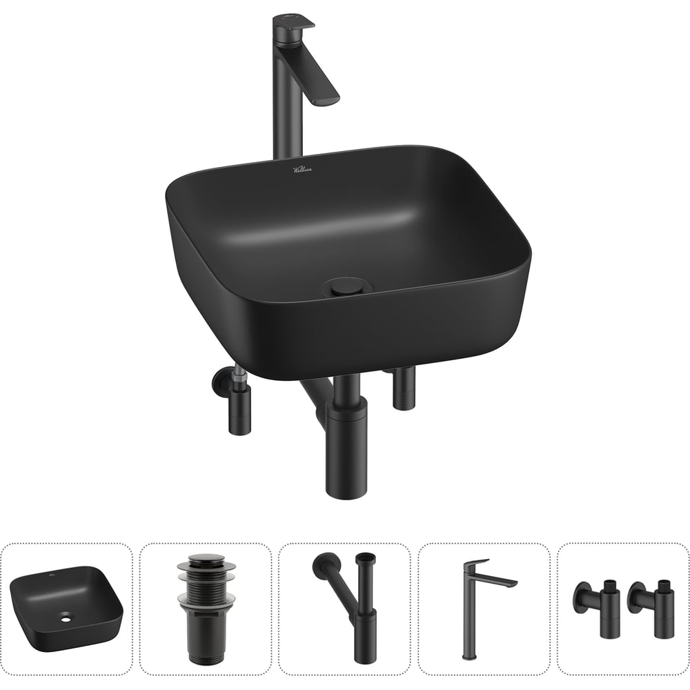 Изображение товара Набор Wellsee 5 в 1 Preen накладная раковина 39x39 см 20214201R