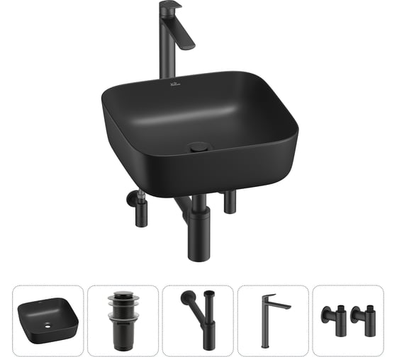 Изображение товара Набор Wellsee 5 в 1 Preen накладная раковина 39x39 см 20214201R