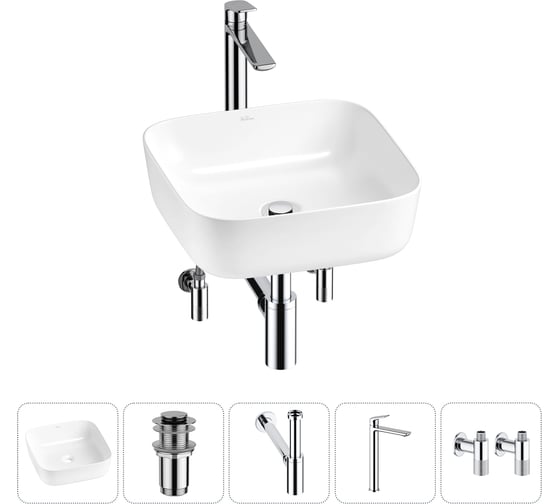 Изображение товара Набор Wellsee 5 в 1 Preen накладная раковина 39x39 см 20214187R