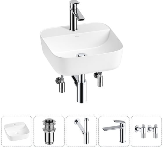 Изображение товара Набор Wellsee 5 в 1 Preen накладная раковина 40x40 см 20214299R