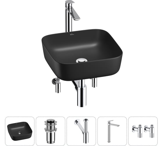 Изображение товара Набор Wellsee 5 в 1 Preen накладная раковина 39x39 см 20214200R