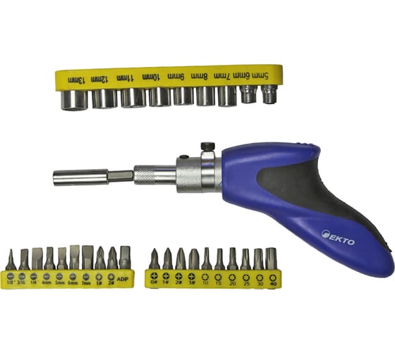 Изображение товара Поворотная отвертка с насадками EКТО 31 предмет SN-023
