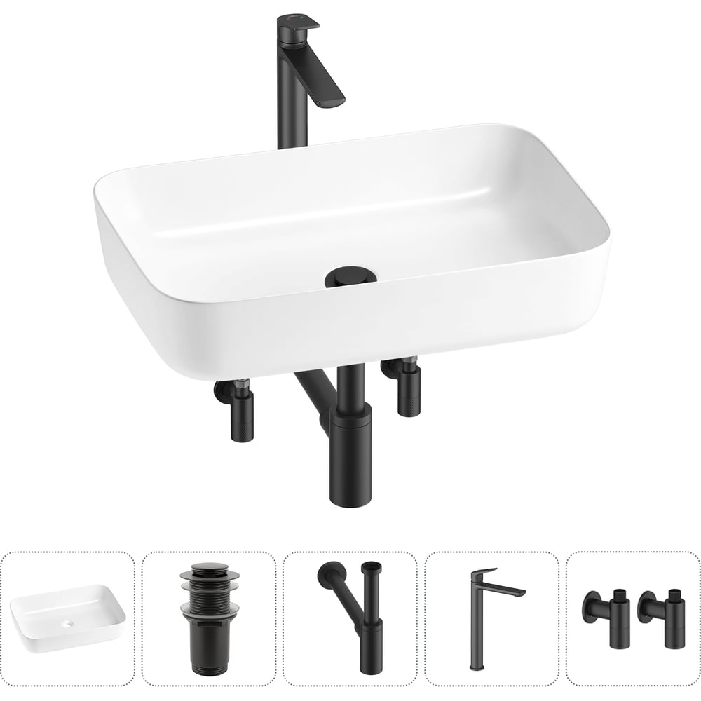 Изображение товара Набор Wellsee 5 в 1 Preen накладная раковина 60x42 см современный стиль