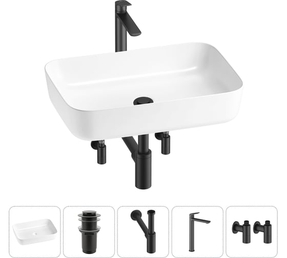 Изображение товара Набор Wellsee 5 в 1 Preen накладная раковина 60x42 см 20214260R