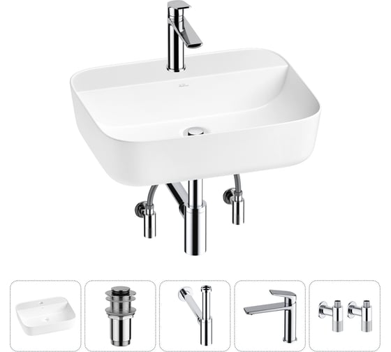 Изображение товара Набор Wellsee 5 в 1 Preen накладная раковина 50x40 см 20214327R