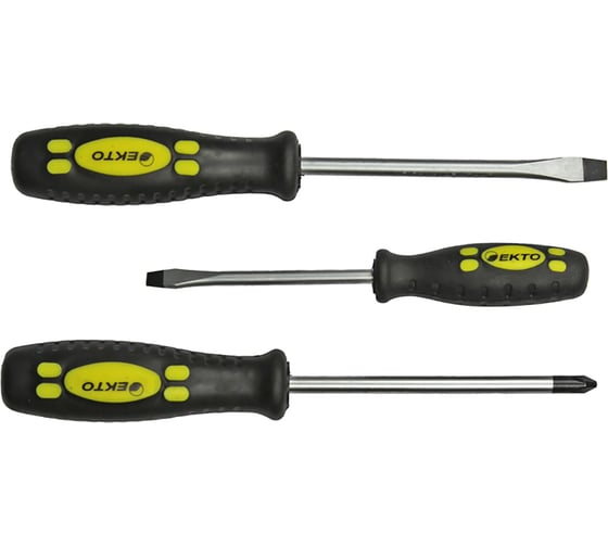 Изображение товара Отвертки в наборе EКТО 3 предмета, хромованадиевая сталь SN-019