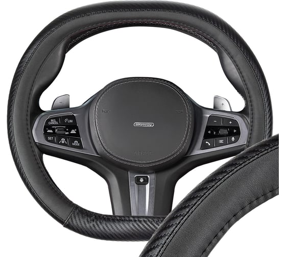 Изображение товара Оплетка SKYWAY 2D-тип экокожа S (35-37 см) Mix Dual-1, черная S01102535