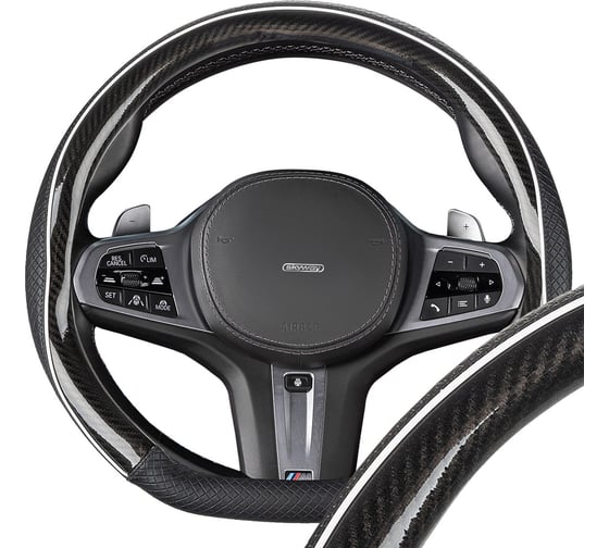 Изображение товара Оплетка SKYWAY D-тип экокожа/ПВХ M (37-39 см) Mix Drift-5, черная/белая S01102540