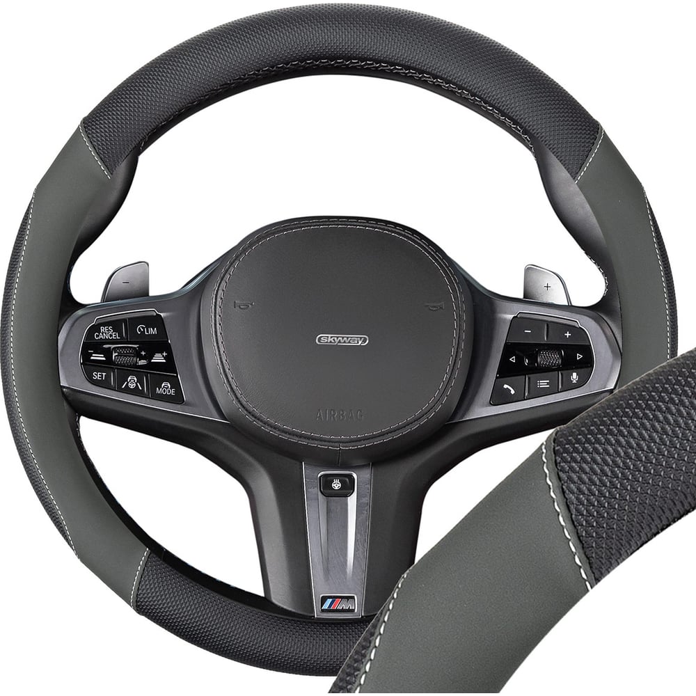 Изображение товара Оплетка SKYWAY экокожа M 37-39 см черная/серая