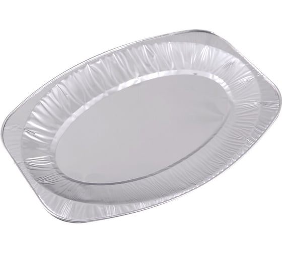 Изображение товара Овальное одноразовое блюдо МУЛЬТИДОМ Размер 43х27.5х3.2см, 2шт, алюминий NEW МО8-198