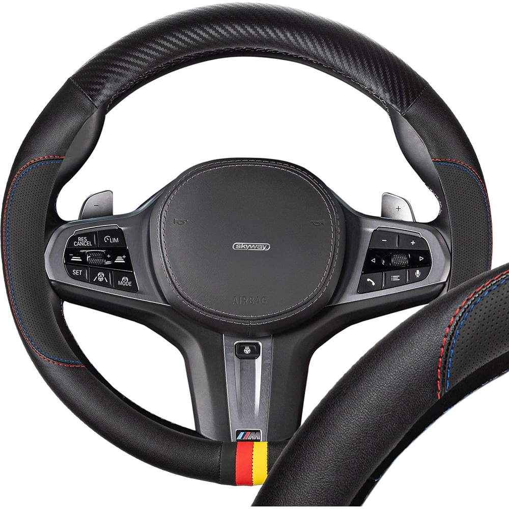 Изображение товара Оплетка SKYWAY из экокожи ПВХ для руля M 37-39 см Mix Bavaria-1
