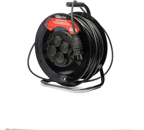 Изображение товара Удлинитель силовой REDVERG морозостойкий КГ на металлической катушке, 4 розетки, IP44, 4000Вт 50м (с/з) 00006696524