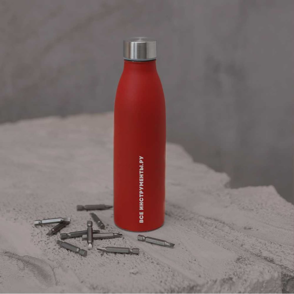 Изображение товара Стильная бутылка ВИ Мерч из нержавеющей стали объем 0.65 л красный дизайн