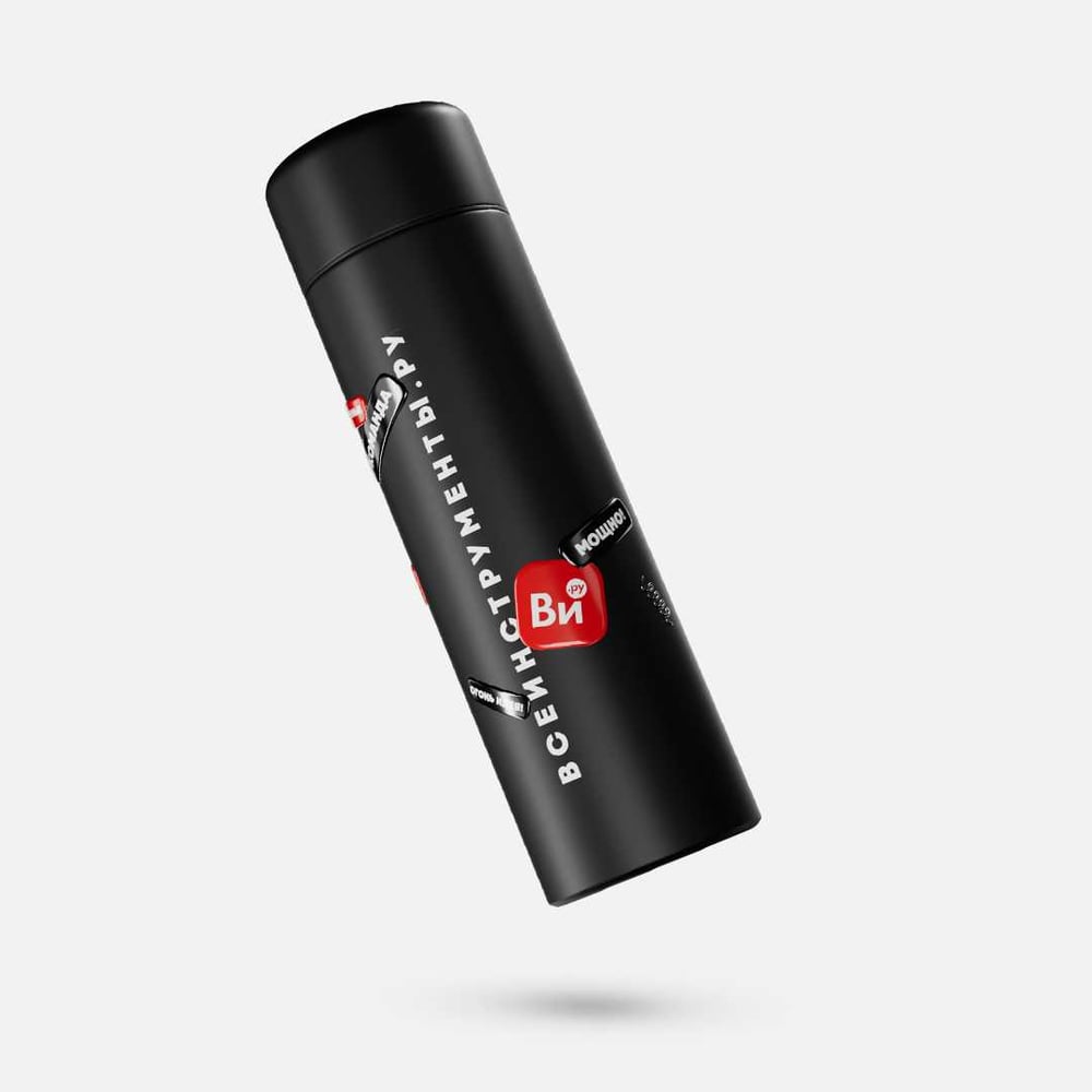 Изображение товара Термос ВИ черный 2024 из нержавеющей стали объем 450 мл для горячих и холодных напитков