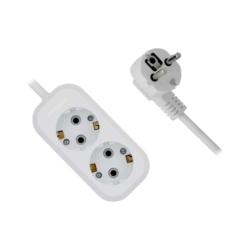 Изображение товара Удлинитель сетевой PROGIX 2 розетки 10 метров с заземлением белый US2GXW10
