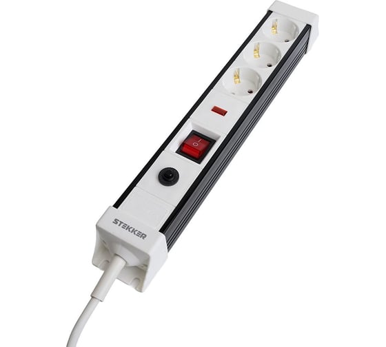 Изображение товара Сетевой фильтр STEKKER 3-местный с/з 3x1мм2, 5 м, 250В, 16А, серия Techno, HM 50146