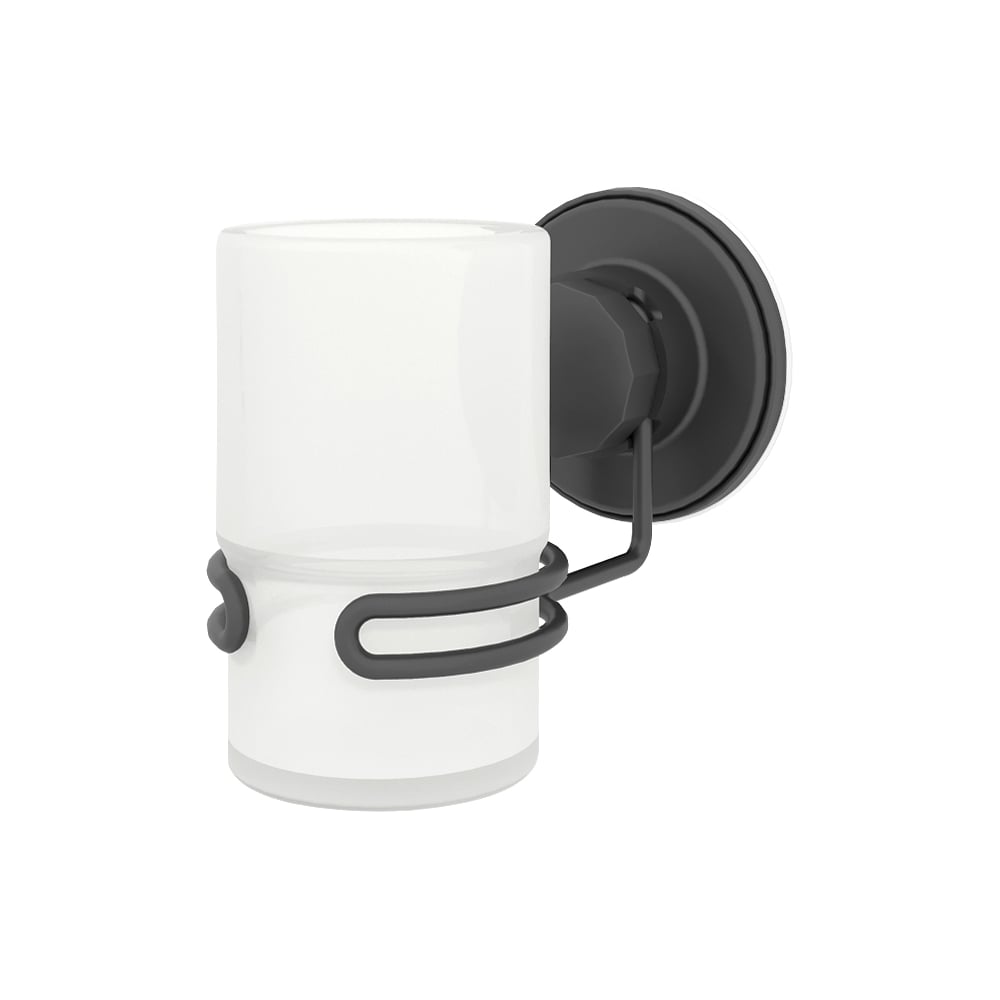 Изображение товара Подстаканник Milardo Easy настенный с стаканом сталь стекло черный матовый