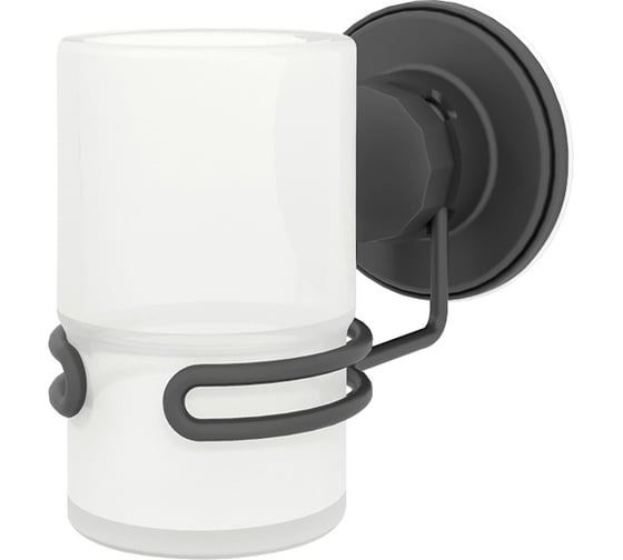 Изображение товара Подстаканник Milardo Easy, проволока стальная, черный матовый, матовое стекло, EASBWSGM45