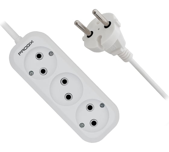 Изображение товара Удлинитель сетевой PROGIX 3 розетки, 5 метров б/з, белый, 2x0.75 US3XXW5