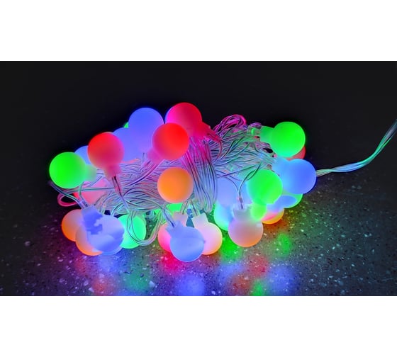 Изображение товара Светодиодная шариковая гирлянда GLQ, 40 светодиодов, прозрачный провод, многорежимное свечение NEW MC 7 40 LW