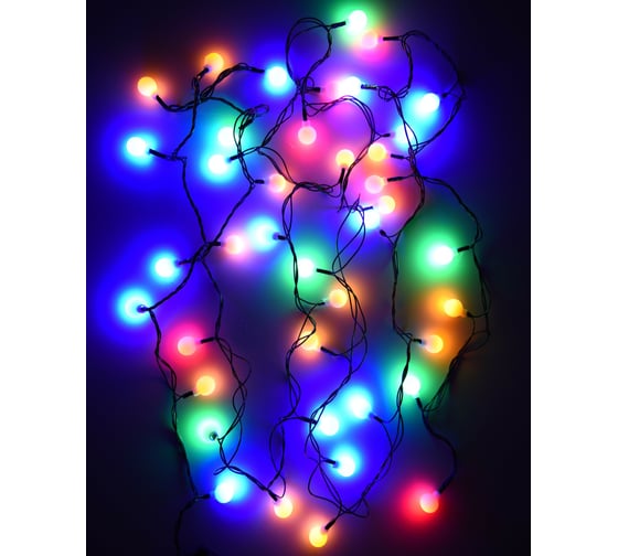 Изображение товара Светодиодная шариковая гирлянда GLQ, 40 светодиодов, черный провод, многорежимное свечение NEW MC 7 40 LB