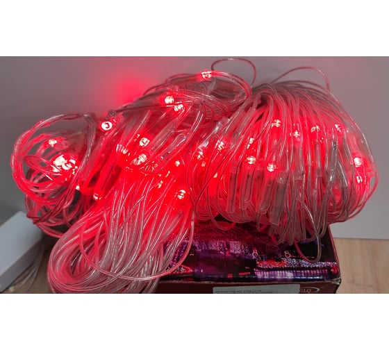 Изображение товара Светодиодная сетка 144шт диодов,размер 2x1, кабель Н03 2,0мм дм.кабеля,1,5м шнур питания, GLQ ДжиЭлКью GLQ -401-2*1M-144-R